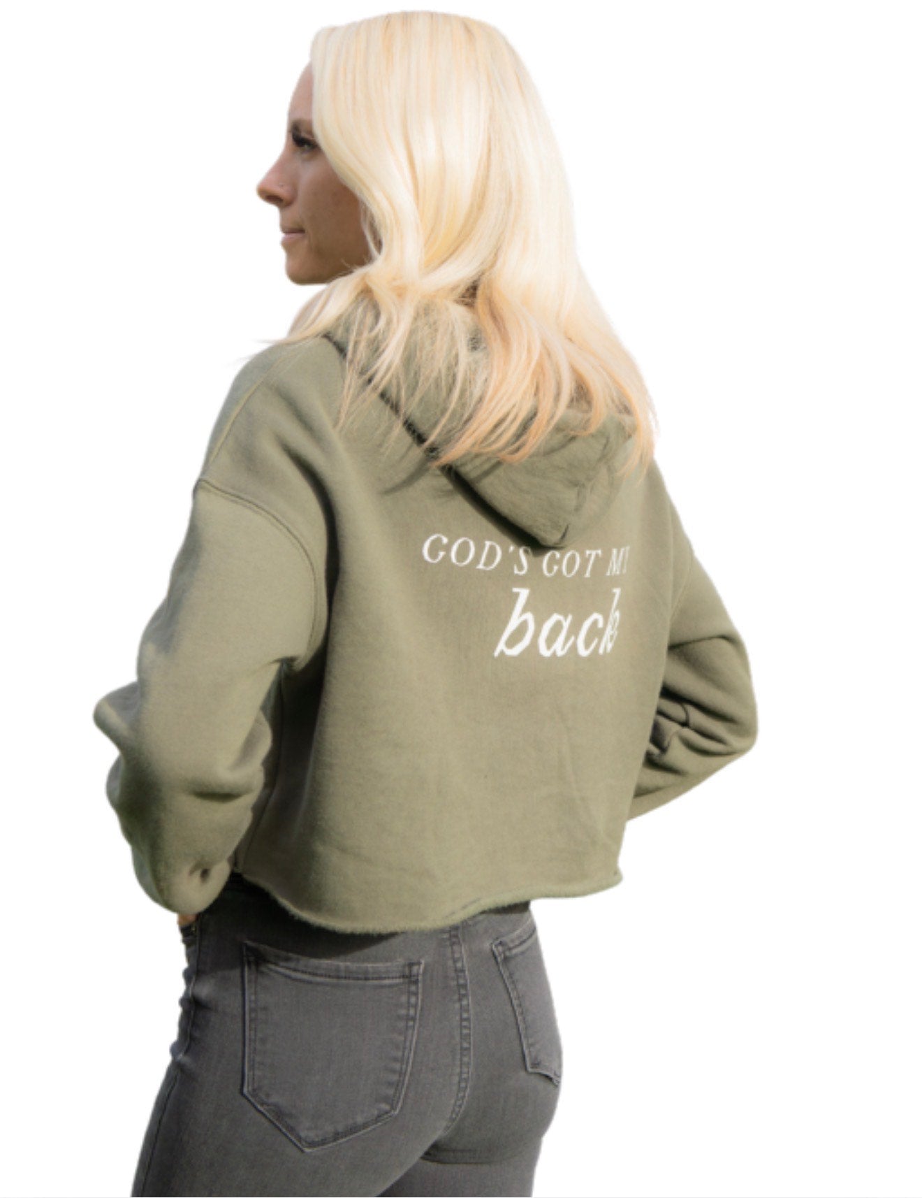 God's Got My Back Crop Hoodie