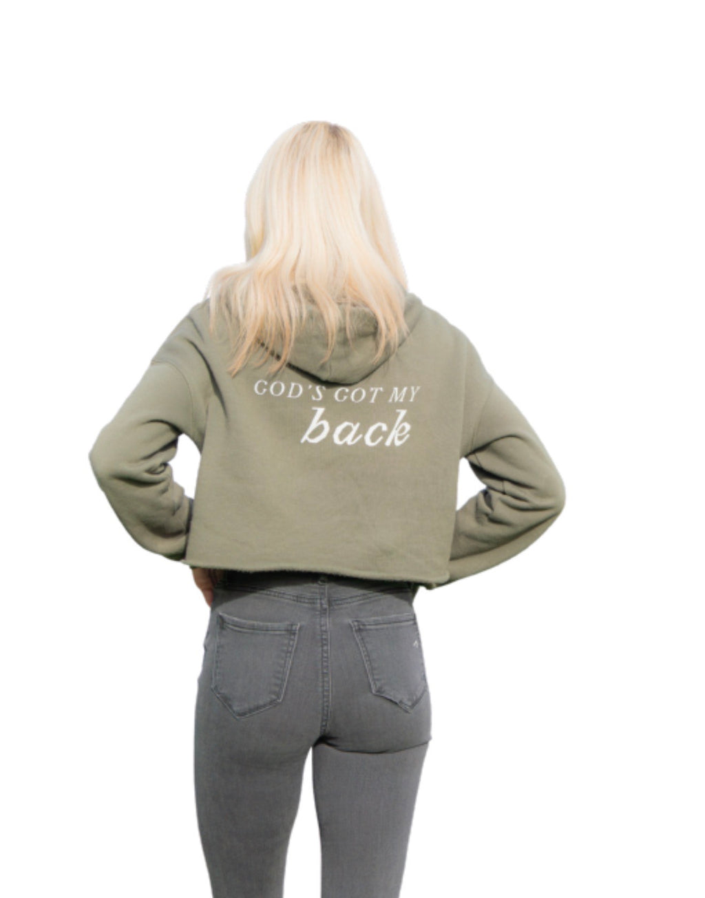 God's Got My Back Crop Hoodie